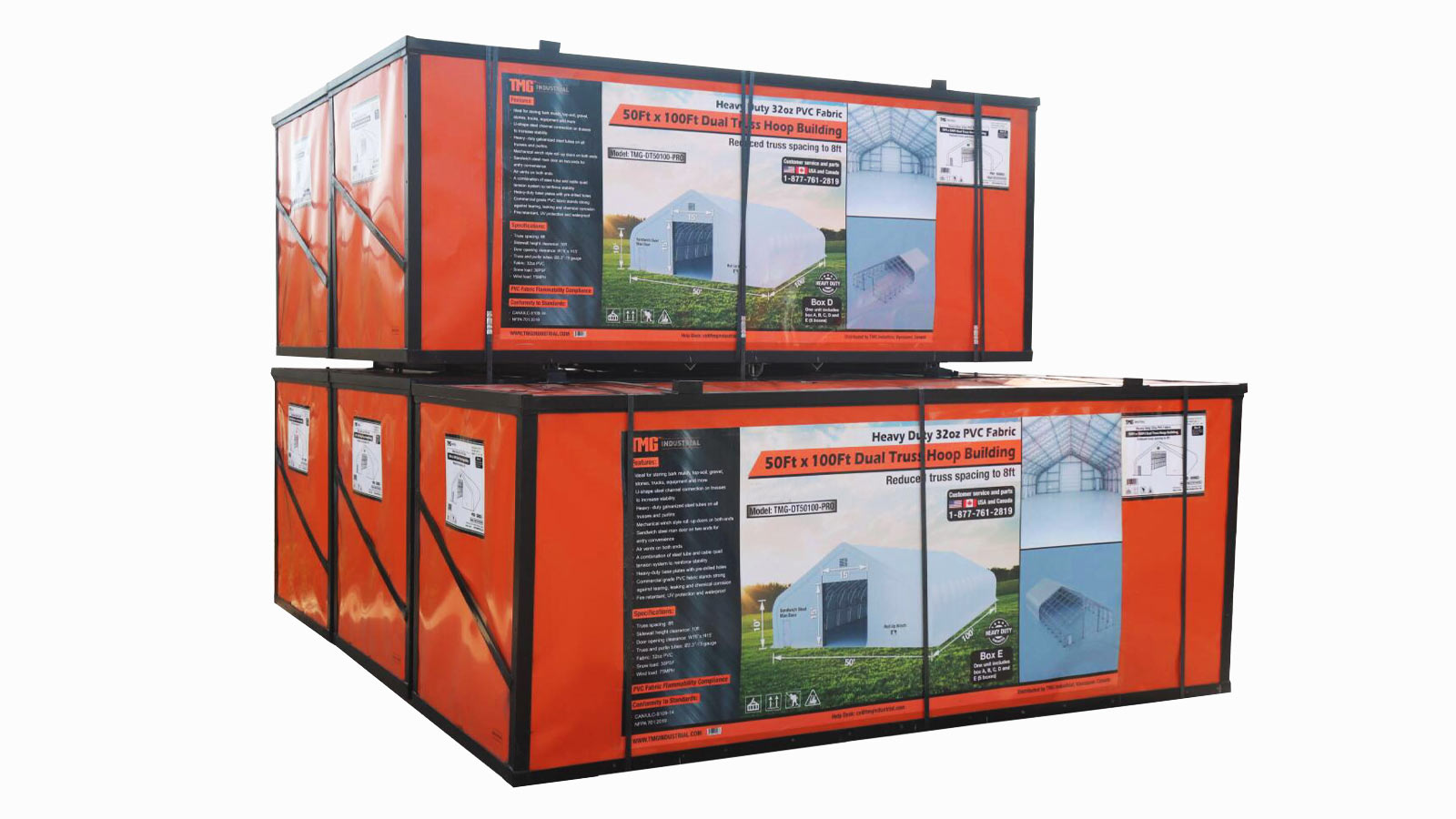 TMG Heavy Series™ 50' x 100' Dual Truss Storage Shelter with Heavy Duty 32 oz PVC Cover & Drive Through Doors, TMG-DT50100-PRO-shipping-info-image