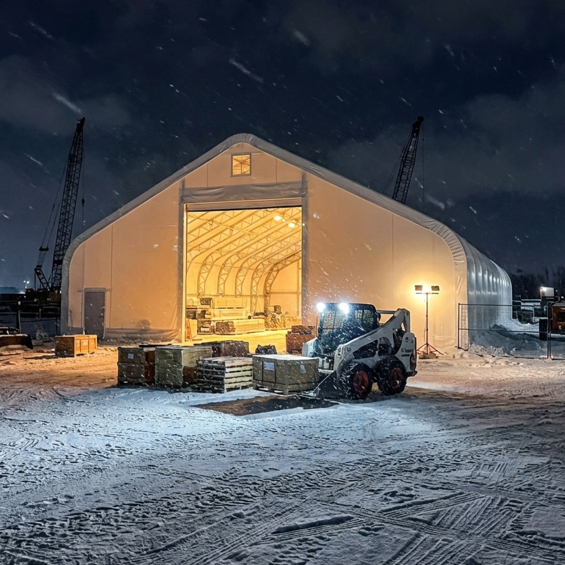 Pro Series 50' x 100' Dual Truss Storage Shelter with Heavy Duty 32 oz PVC Cover & Drive Through Doors, TMG-DT50100-PRO