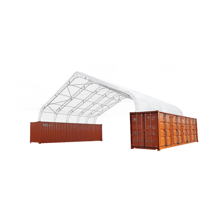 Snow Series 50' x 40' Dual Truss Container Shelter with 32 oz PVC Cover, 35 PSF Snow Load, Engineering Drawings, TMG-DTE5040C-SR35
