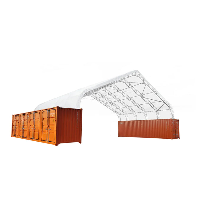 Snow Series™ 40' x 40' Dual Truss Container Shelter, 25 PSF Snow Load Rated, Engineering Drawing, Heavy Duty 21 oz PVC Cover, TMG-DTE4040C-SR25