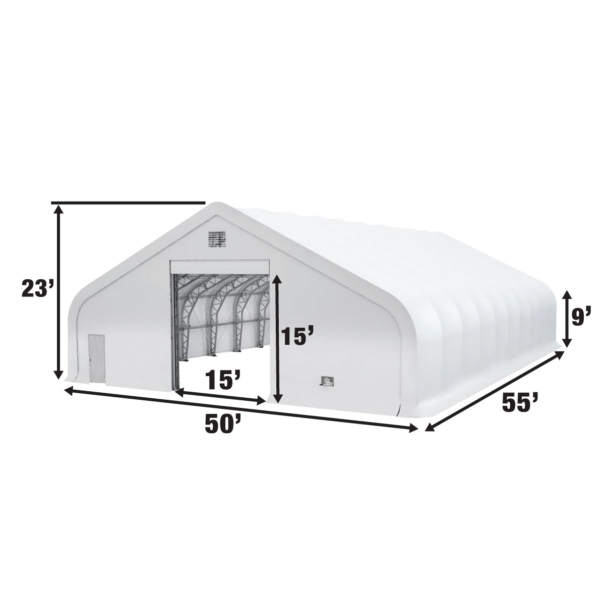 TMG Industrial Pro Series 50' x 55' Dual Truss Storage Shelter with Heavy Duty 32 oz PVC Cover & Drive Through Doors, TMG-DT5055-PRO-specifications-image