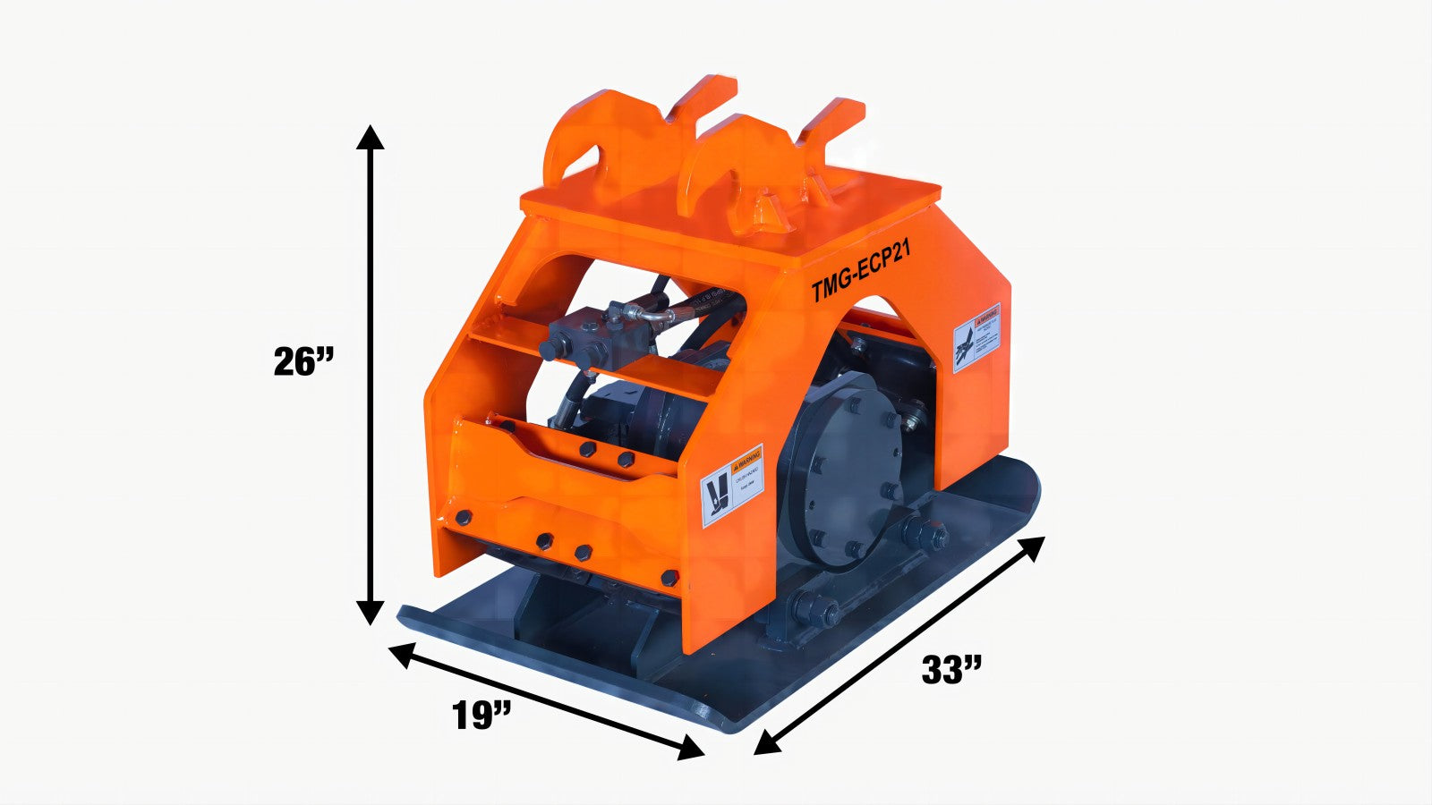 TMG Industrial 8,800-lb Hydraulic Plate Compactor, 2-4 Ton Excavator Weight, 19” Compact Capacity, TMG-ECP21-specifications-image