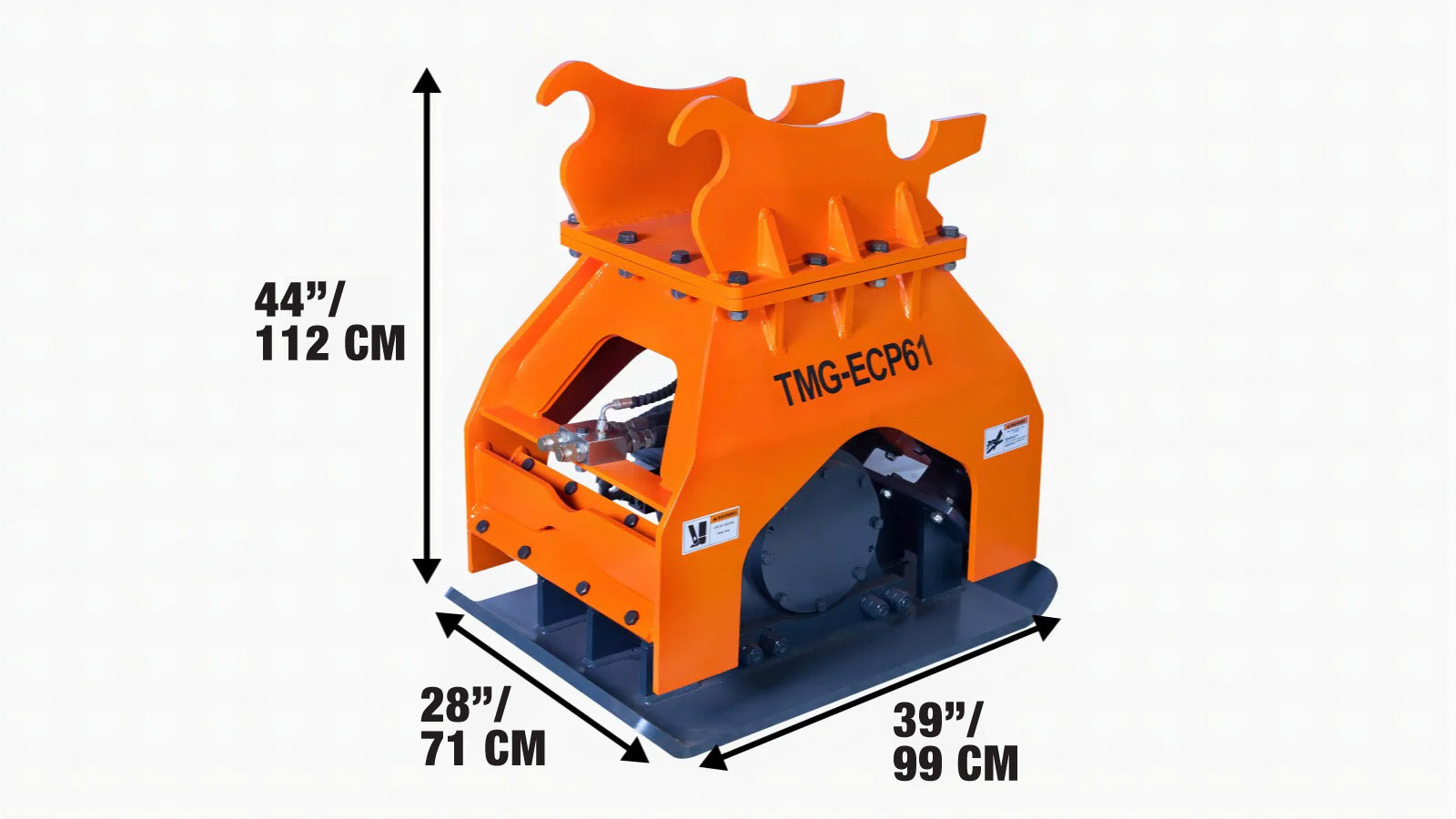 22,000-lbf Hydraulic Plate Compactor, 10-16 Ton Excavator Weight, 48