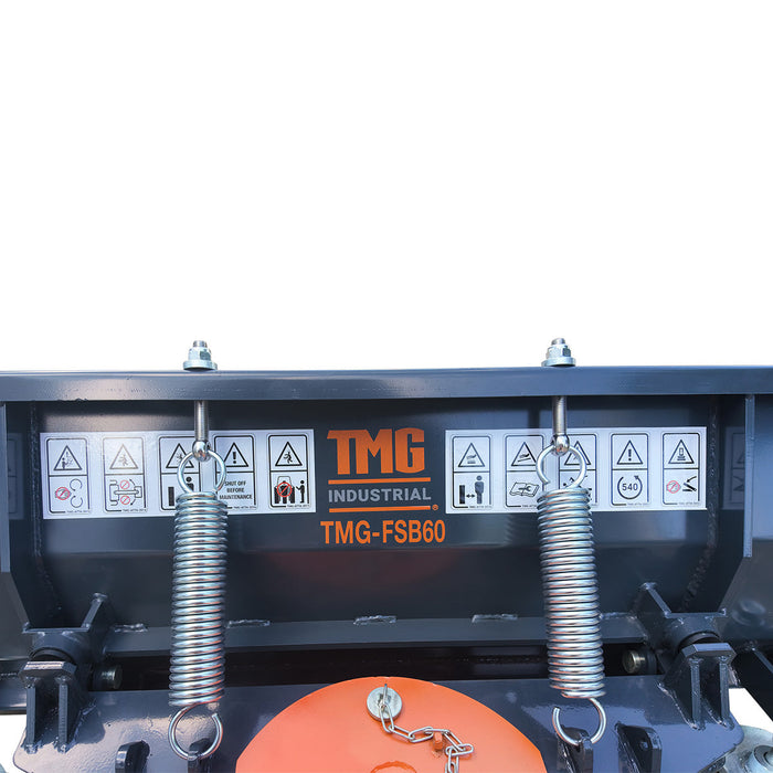 60" Forklift Snow Blade / Snow Pusher, 30° Left & Right, 60° Trip Angle, Bolt-On Cutting Edge, 2 - 3.5 Ton Forklift, TMG-FSB60