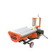 GBW24 gas powered bale wrapper with wheels, film roll carrier and engine, angled view on white background