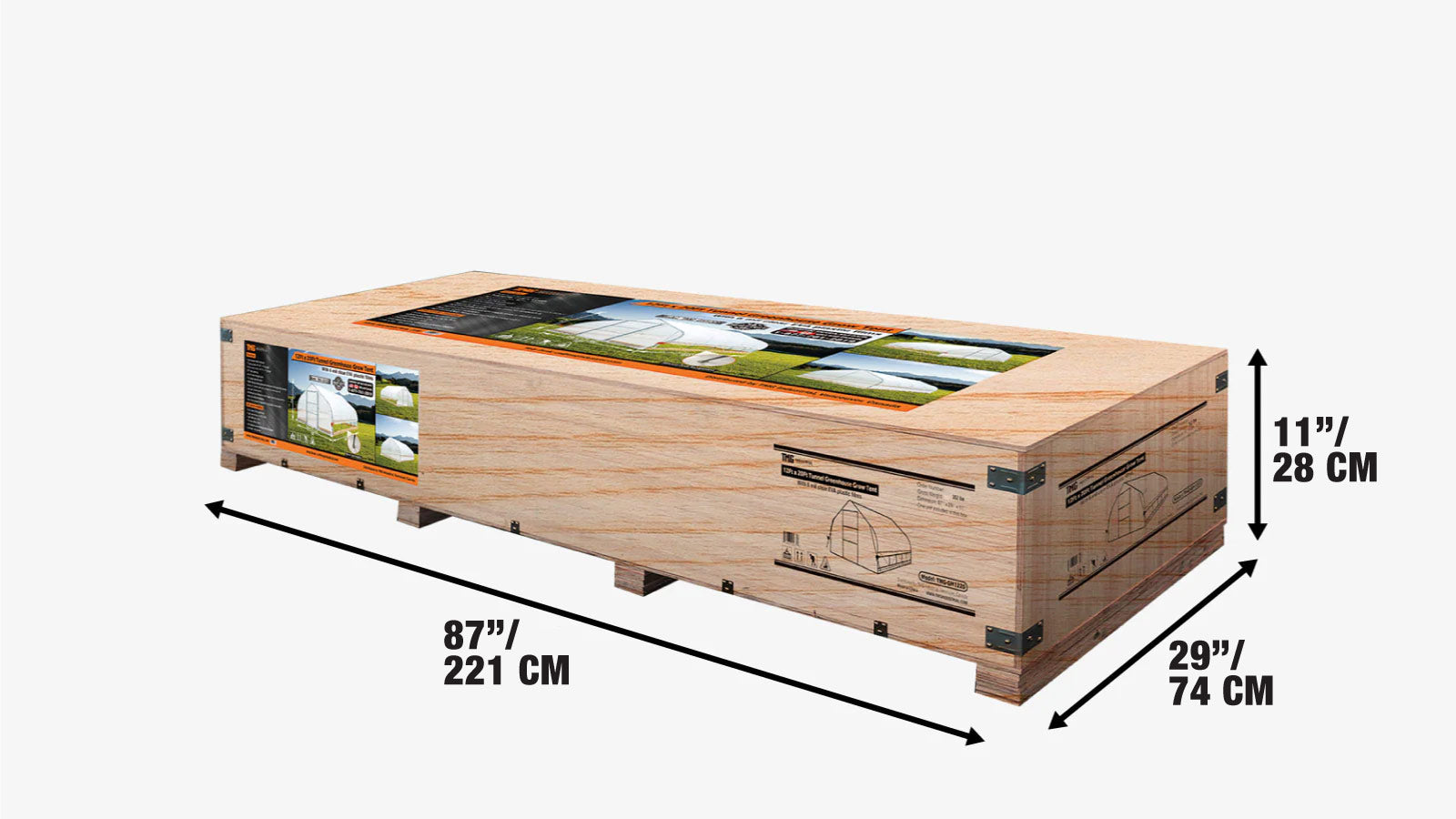12’ x 20’ Tunnel Greenhouse Grow Tent w/6 Mil Clear EVA Plastic Film, Cold Frame, Hand Crank Roll-Up Sides, Peak Ceiling Roof, TMG-GH1220-shipping-info-image