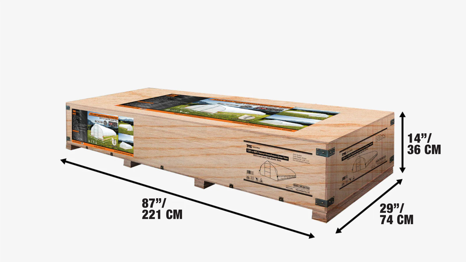 12’ x 40’ Tunnel Greenhouse Grow Tent w/6 Mil Clear EVA Plastic Film, Cold Frame, Hand Crank Roll-Up Sides, Peak Ceiling Roof, TMG-GH1240-shipping-info-image