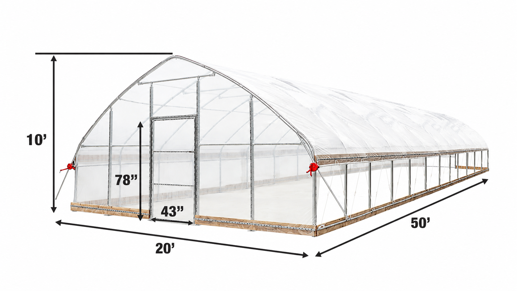 20' x 50' Tunnel Greenhouse Grow Tent w/12 Mil Ripstop Leno Mesh Cover, Cold Frame, Roll-up Windows, Peak Ceiling Roof, TMG-GH2050-V2 (Previously GH2050)-specifications-image