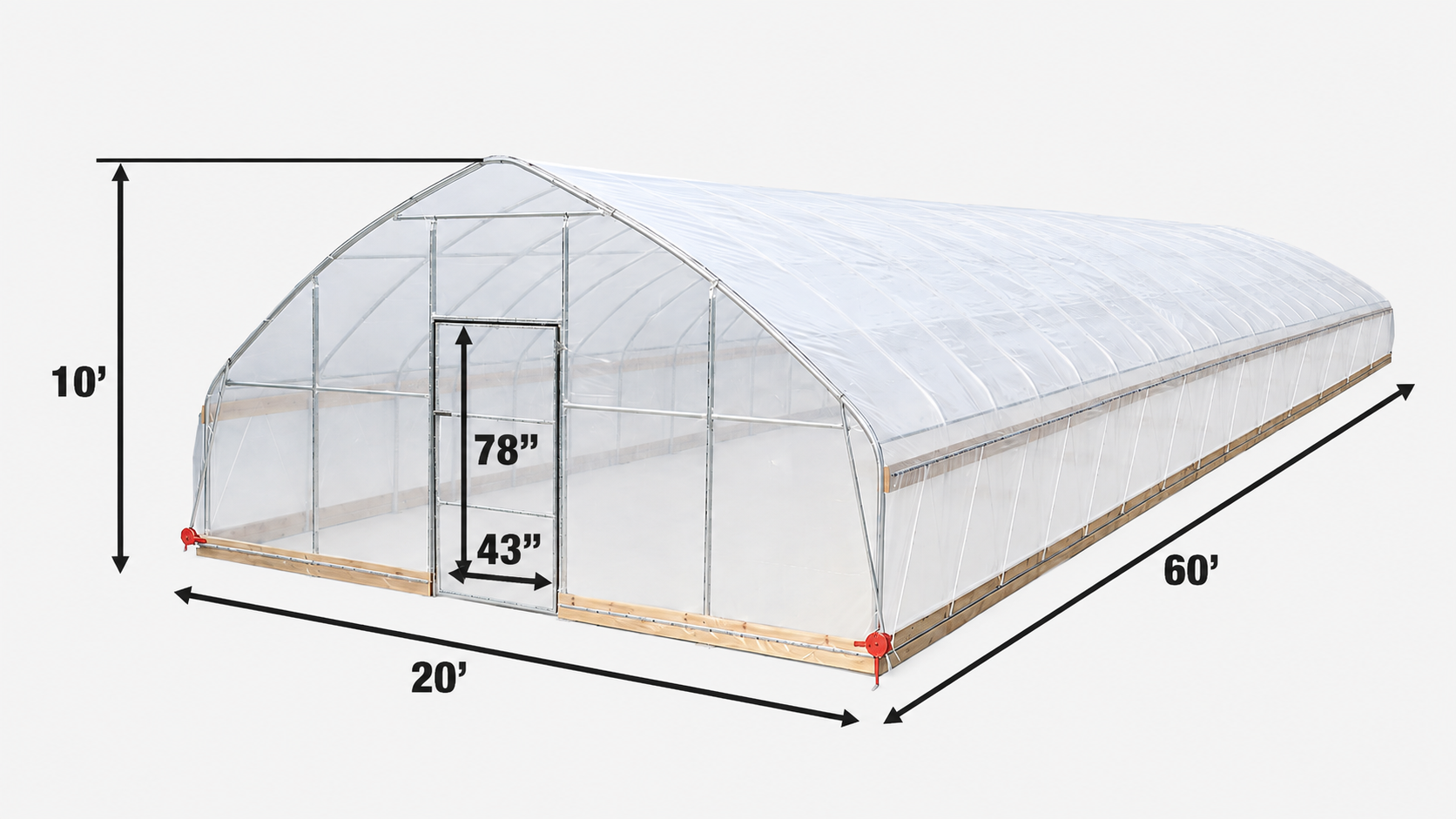 20' x 60' Tunnel Greenhouse Grow Tent w/12 Mil Ripstop Leno Mesh Cover, Cold Frame, Roll-up Windows, Peak Ceiling Roof, TMG-GH2060-V2 (Previously GH2060)-specifications-image