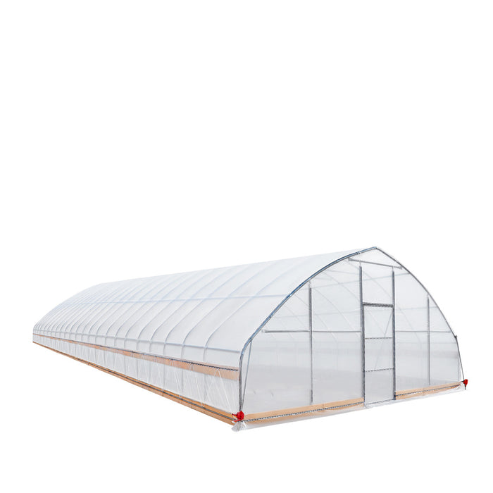 25' x 100' Tunnel Greenhouse Grow Tent w/6 Mil Clear EVA Plastic Film, Cold Frame, Hand Crank Roll-Up Sides, Peak Ceiling Roof, TMG-GH25100-V2 (Previously GH25100)