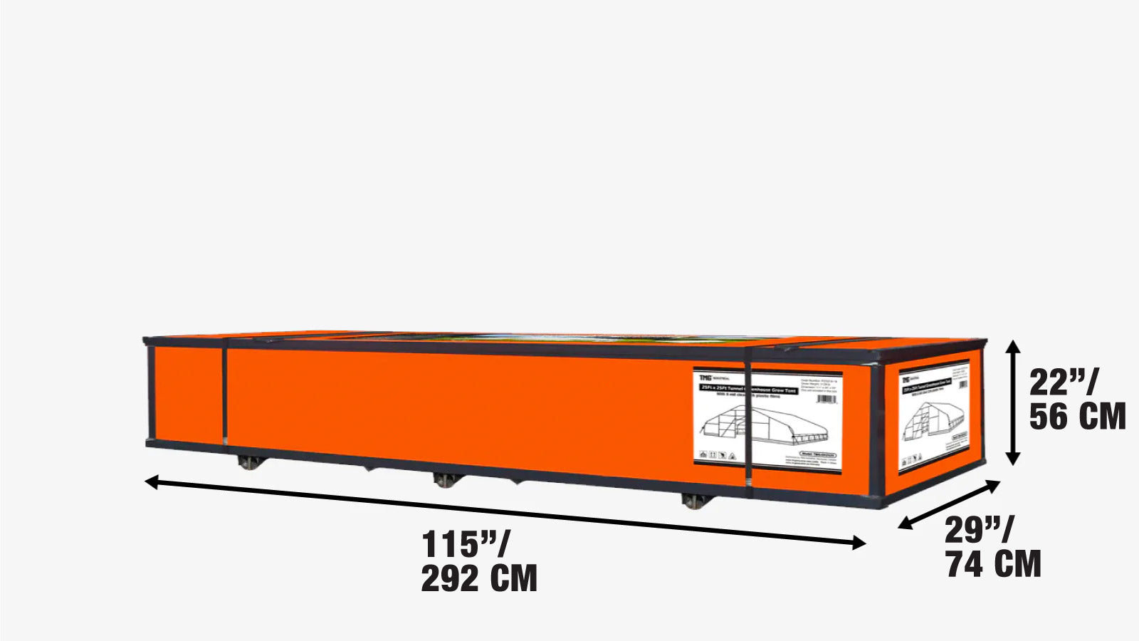 25’ x 25’ Tunnel Greenhouse Grow Tent w/6 Mil Clear EVA Plastic Film, Cold Frame, Hand Crank Roll-Up Sides, Peak Ceiling Roof, TMG-GH2525-shipping-info-image