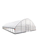 Three-quarter right-side view showing Commercial Tunnel Greenhouse and side bracing.