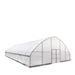 Side-angle showcasing roll-up side mechanism and frame of Commercial Tunnel Greenhouse.