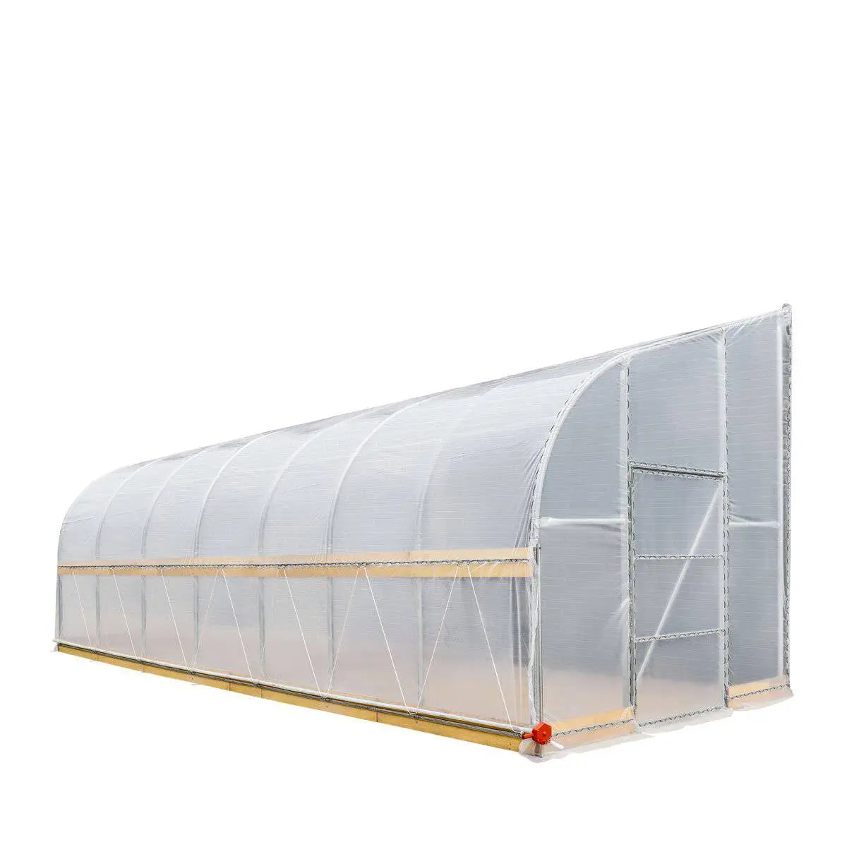 TMG-GHL1030-V2 10' x 30' lean-to greenhouse grow tent with 6 mil clear EVA film cover and hand crank roll-up side, view 2.