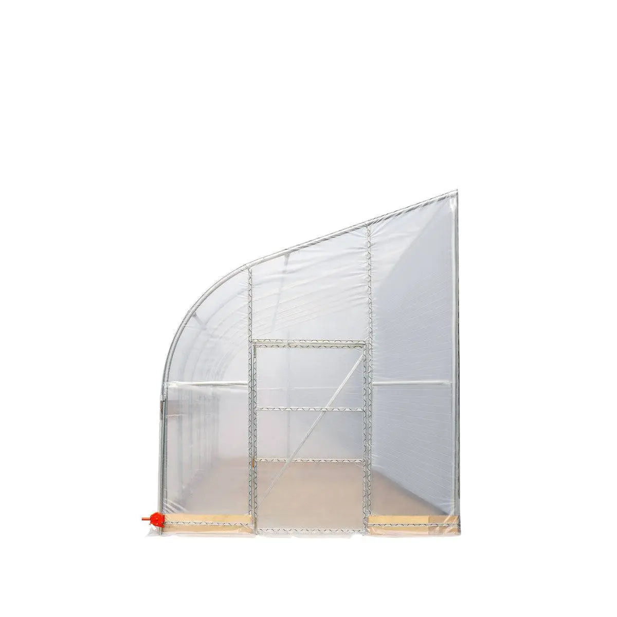 TMG-GHL1030-V2 10' x 30' lean-to greenhouse grow tent with 6 mil clear EVA film cover and hand crank roll-up side, view 8.