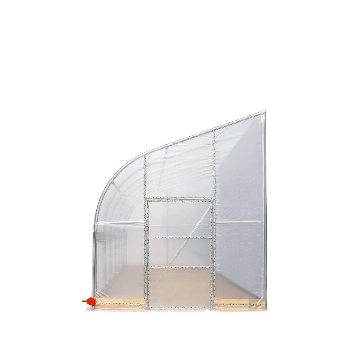 TMG-GHL1030-V2 10' x 30' lean-to greenhouse grow tent with 6 mil clear EVA film cover and hand crank roll-up side, view 12.