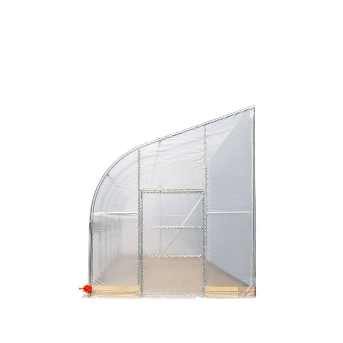 TMG-GHL1030-V2 10' x 30' lean-to greenhouse grow tent with 6 mil clear EVA film cover and hand crank roll-up side, view 12.