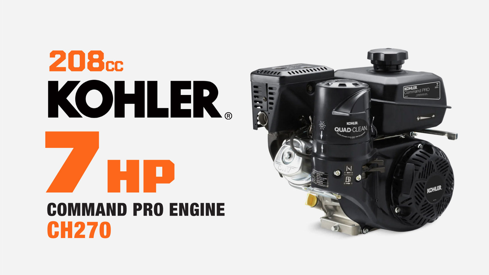 TMG Industrial Kohler 7HP Gasoline Engine CH270 Command Pro Series, Quad-Clean™ Cyclonic Air Filter, Large-Capacity Fuel Tank, TMG-GEK07-specifications-image