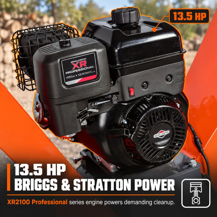 4-3/4" Wood Chipper with 13.5HP Briggs & Stratton Gas Engine, 2" Hitch Tow-Behind TMG-GWC5