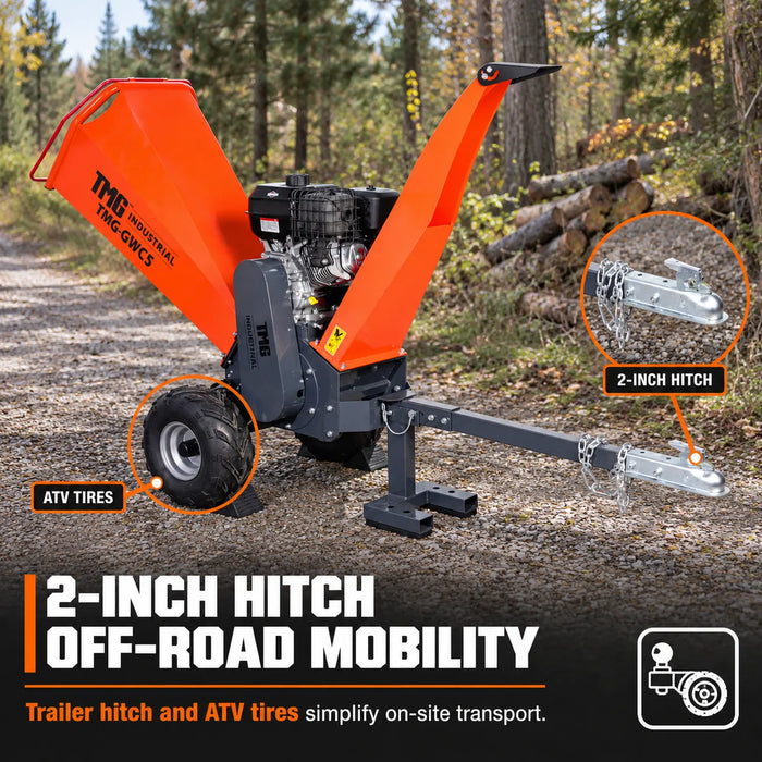 4-3/4" Wood Chipper with 13.5HP Briggs & Stratton Gas Engine, 2" Hitch Tow-Behind TMG-GWC5