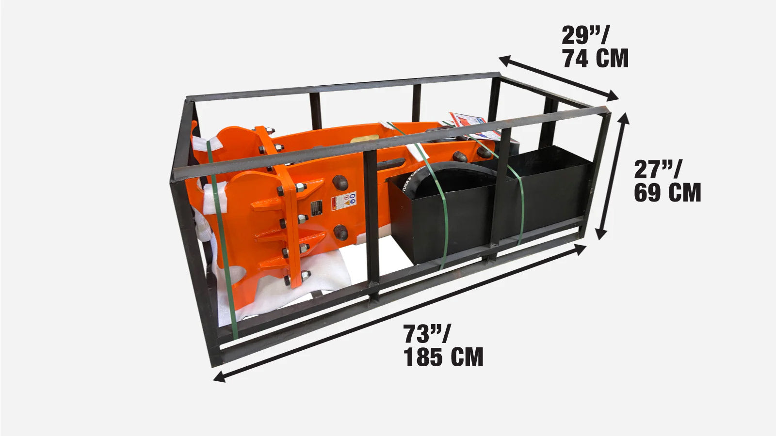 10-15 Ton Excavator/Backhoe Hydraulic Breaker, Quick Change (Q/C) Lugging, 4'' Moil Point Chisel, 1960 J Impact Energy, 400-700BPM, TMG-HB150Q-shipping-info-image