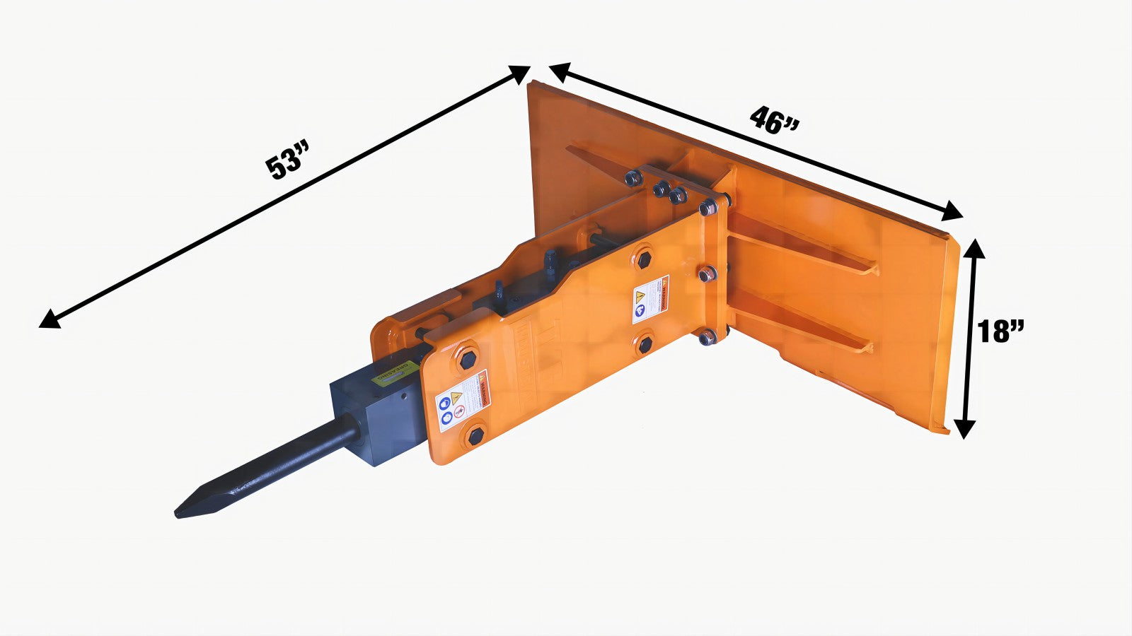 TMG Industrial 30-70 HP Skid Steer Hydraulic Hammer Breaker, 2” Moil Point Chisel, 350 J Impact Energy, Universal Mount, TMG-HB53S-specifications-image