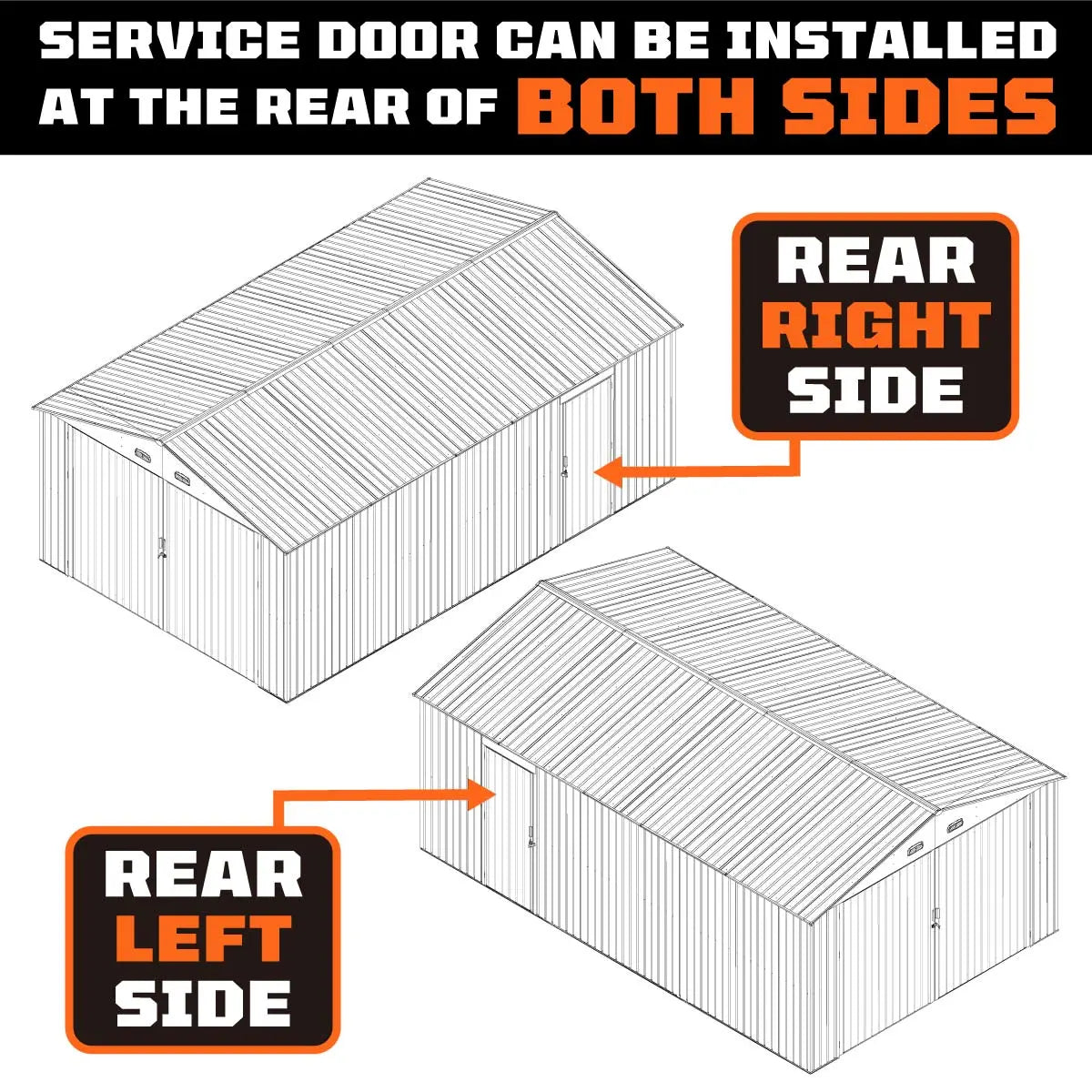 TMG Industrial 13’ x 20’ Metal Garage Shed with Double Front Doors, 7’9” Peak Height, Side Entry Door, 240 Sq-Ft Floor Space, TMG-MS1320A