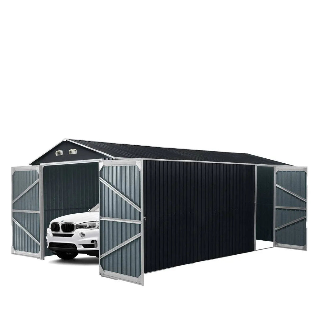 TMG 13' x 20' Metal Garage Shed, Double Doors | MS1320A