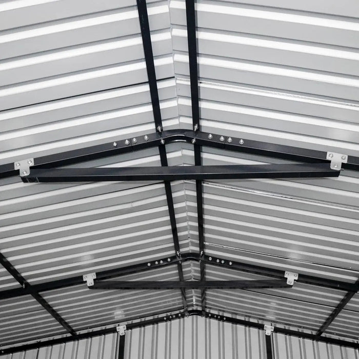 TMG Industrial 16’ x 24’ Metal Garage Shed with Double Front Doors, 10’ Peak Height, Side Entry Door, 384 Sq-Ft Floor Space, TMG-MS1624