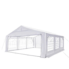 20' x 20' Heavy Duty Outdoor Party Tent with Removable Sidewalls and Roll-Up Doors, PE tarpaulin fabric, 6'6