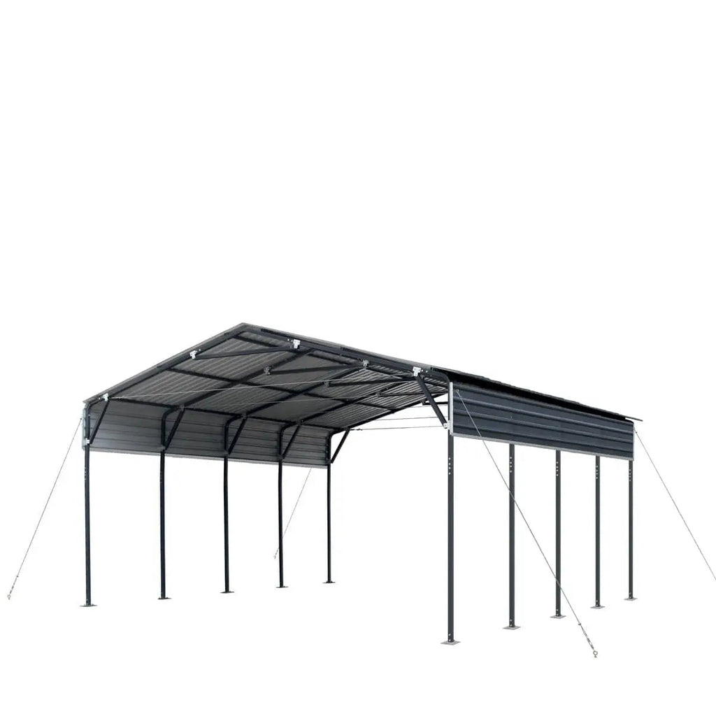 TMG 20' x 20' Metal Carport Shed with 10' Open Sides & Steel Panels