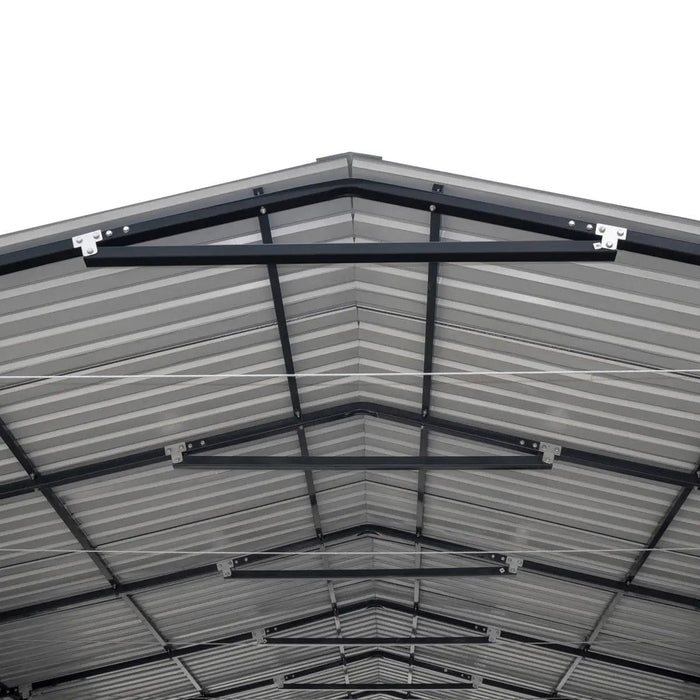 TMG Industrial 20’ x 30’ Metal Shed Carport, 10’ Enclosed Sidewalls, 600 Sq-Ft, 27 GA Corrugated Panels, TMG-MSC2030F