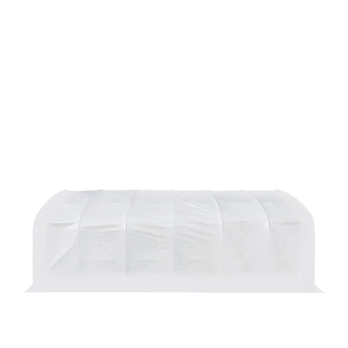 TMG Industrial 20' x 30' Straight Wall Peak Ceiling Storage Shelter with Heavy Duty 17 oz PVC Cover & Drive Through Door, TMG-ST2031V (Previously ST2030V)