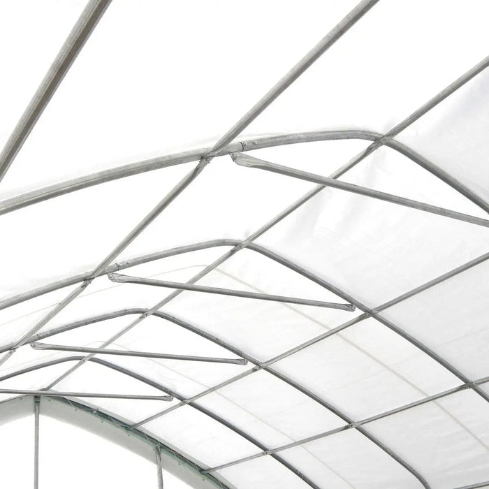 TMG Industrial 20' x 30' Straight Wall Peak Ceiling Storage Shelter with Heavy Duty 17 oz PVC Cover & Drive Through Door, TMG-ST2031V (Previously ST2030V)