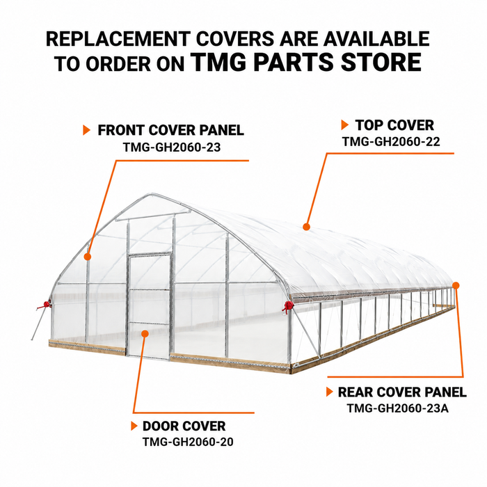 20' x 60' Tunnel Greenhouse Grow Tent w/12 Mil Ripstop Leno Mesh Cover, Cold Frame, Roll-up Windows, Peak Ceiling Roof, TMG-GH2060-V2 (Previously GH2060)