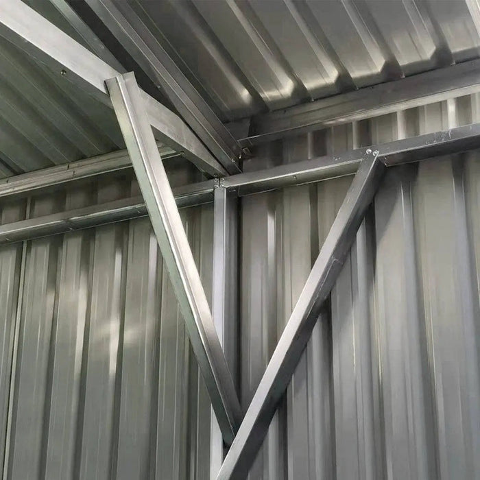 TMG Industrial 25’ x 25’ Double Garage Metal Barn Shed with Side Entry Door, 625 Sq-Ft Floor Space, 9’8” Eave Height, 27 GA Metal, Skylights, 3/12 Roof Pitch, TMG-MS2525 (Discontinued)