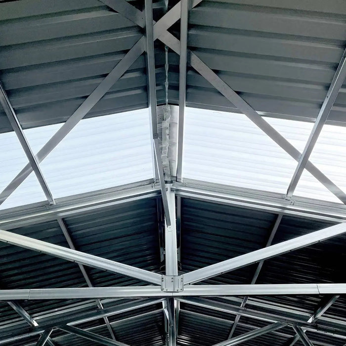 TMG Industrial 25’ x 33’ Double Garage Metal Barn Shed with Side Entry Door, 825 Sq-Ft Floor Space, 9’8” Eave Height, 27 GA Metal, Skylights, 4/12 Roof Pitch, TMG-MS2533 (Discontinued)