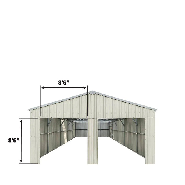 TMG Industrial 25’ x 33’ Double Garage Metal Barn Shed with Side Entry Door, 825 Sq-Ft Floor Space, 9’8” Eave Height, 27 GA Metal, Skylights, 4/12 Roof Pitch, TMG-MS2533 (Discontinued)
