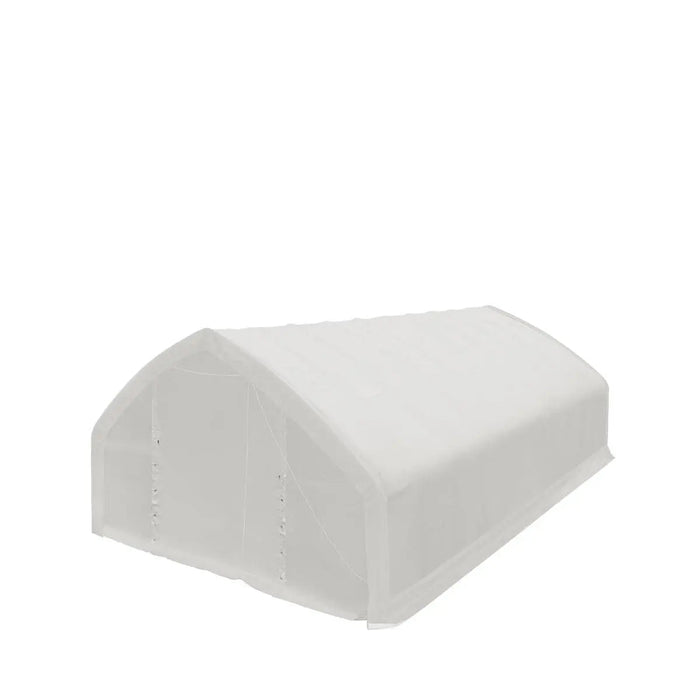 TMG Industrial 30' x 50' Straight Wall Peak Ceiling Storage Shelter with Heavy Duty 17 oz PVC Cover & Drive Through Doors, TMG-ST3050V