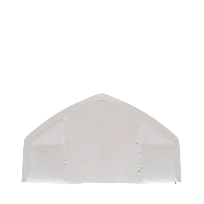 TMG Industrial 30' x 50' Straight Wall Peak Ceiling Storage Shelter with Heavy Duty 17 oz PVC Cover & Drive Through Doors, TMG-ST3050V