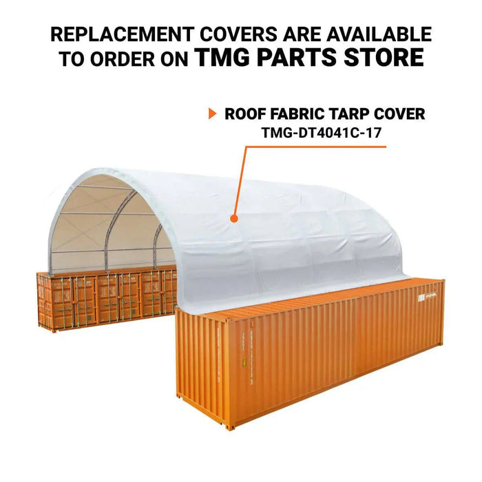 TMG Industrial 40' x 40' Dual Truss Container Shelter with Heavy Duty 21 oz PVC Cover, TMG-DT4041C (Previously DT4040C)