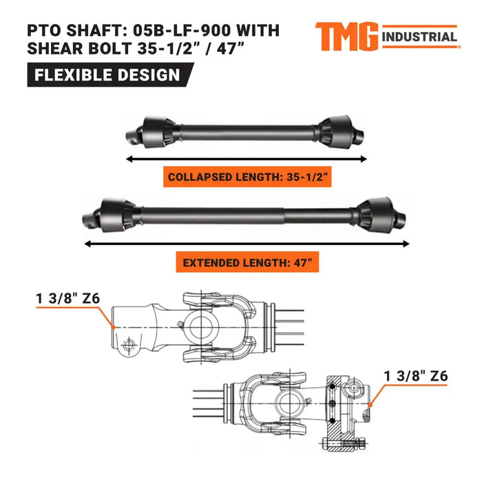 TMG Industrial Compact 3-Point Wood Chipper, 6" Chipping Capacity, Category 1 Hookup, 30-75 HP Tractor, PTO Shaft Included, TMG-WC65