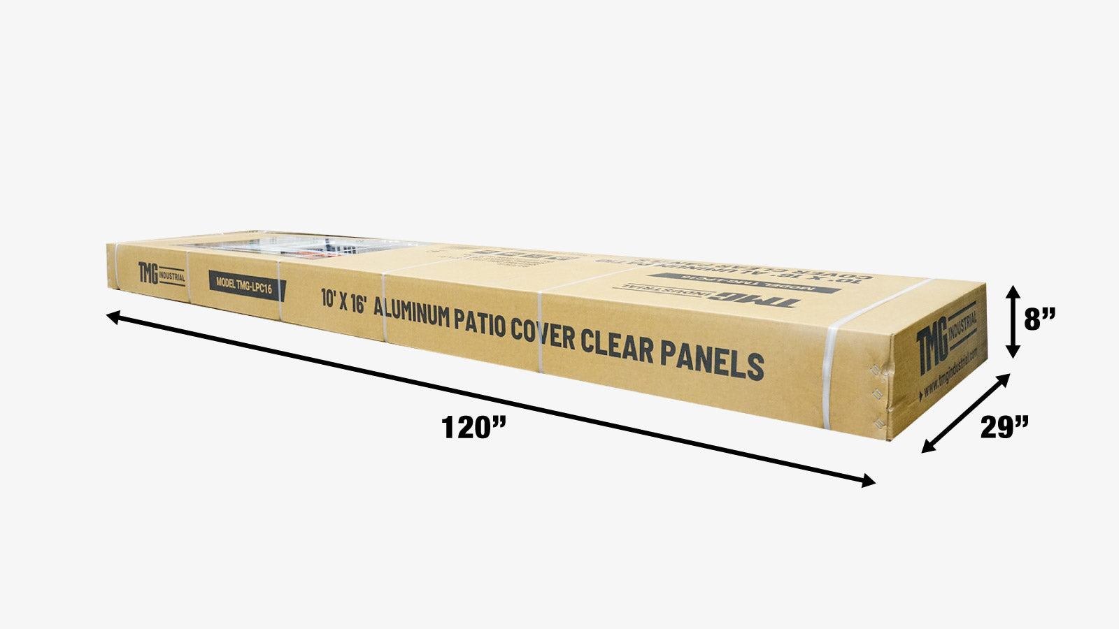 TMG Industrial 10' x 16' Aluminum Clear Carport, 6 mm twin-wall PC sheets, 6 horizontal cross beams, TMG-LCP16-shipping-info-image