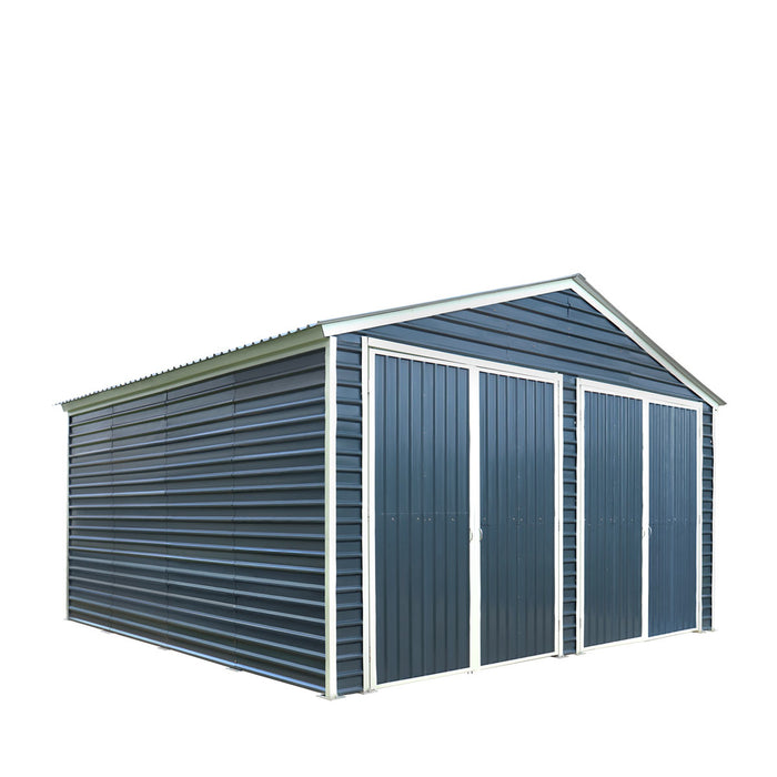 20' x 30' Metal Garage Shed Steel Building, 35 PSF Snow Load Rated, Two 8'4" Double Doors, Side Entry Door, 13' Peak Height, Engineering Drawing TMG-MSE2030-SR35