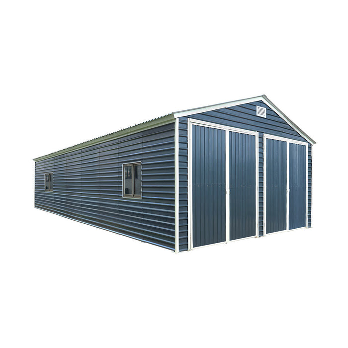 20' x 40' Metal Garage Shed Steel Building, 35 PSF Snow Load Rated, Two 8'4" Double Doors, Side Entry Door, 13' Peak Height, Engineering Drawing TMG-MSE2040-SR35