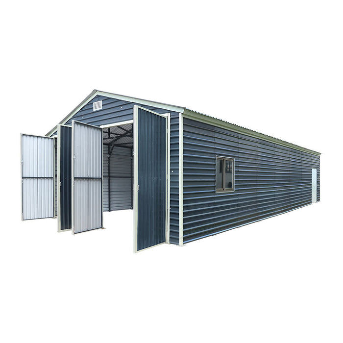 20' x 40' Metal Garage Shed Steel Building, 35 PSF Snow Load Rated, Two 8'4" Double Doors, Side Entry Door, 13' Peak Height, Engineering Drawing TMG-MSE2040-SR35