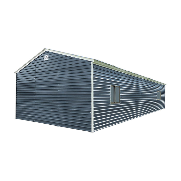 20' x 40' Metal Garage Shed Steel Building, 35 PSF Snow Load Rated, Two 8'4" Double Doors, Side Entry Door, 13' Peak Height, Engineering Drawing TMG-MSE2040-SR35