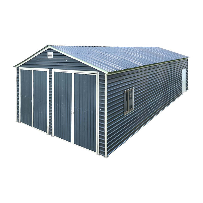 20' x 40' Metal Garage Shed Steel Building, 35 PSF Snow Load Rated, Two 8'4" Double Doors, Side Entry Door, 13' Peak Height, Engineering Drawing TMG-MSE2040-SR35