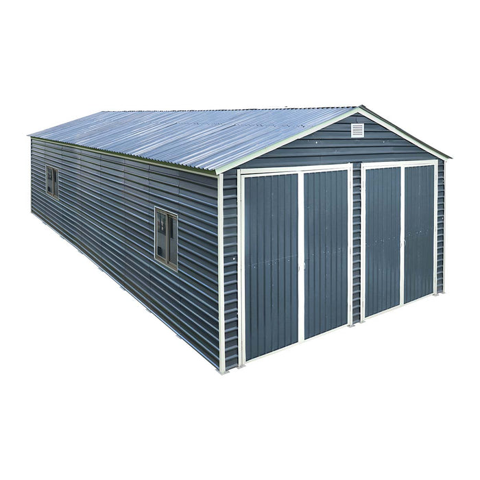 20' x 40' Metal Garage Shed Steel Building, 35 PSF Snow Load Rated, Two 8'4" Double Doors, Side Entry Door, 13' Peak Height, Engineering Drawing TMG-MSE2040-SR35