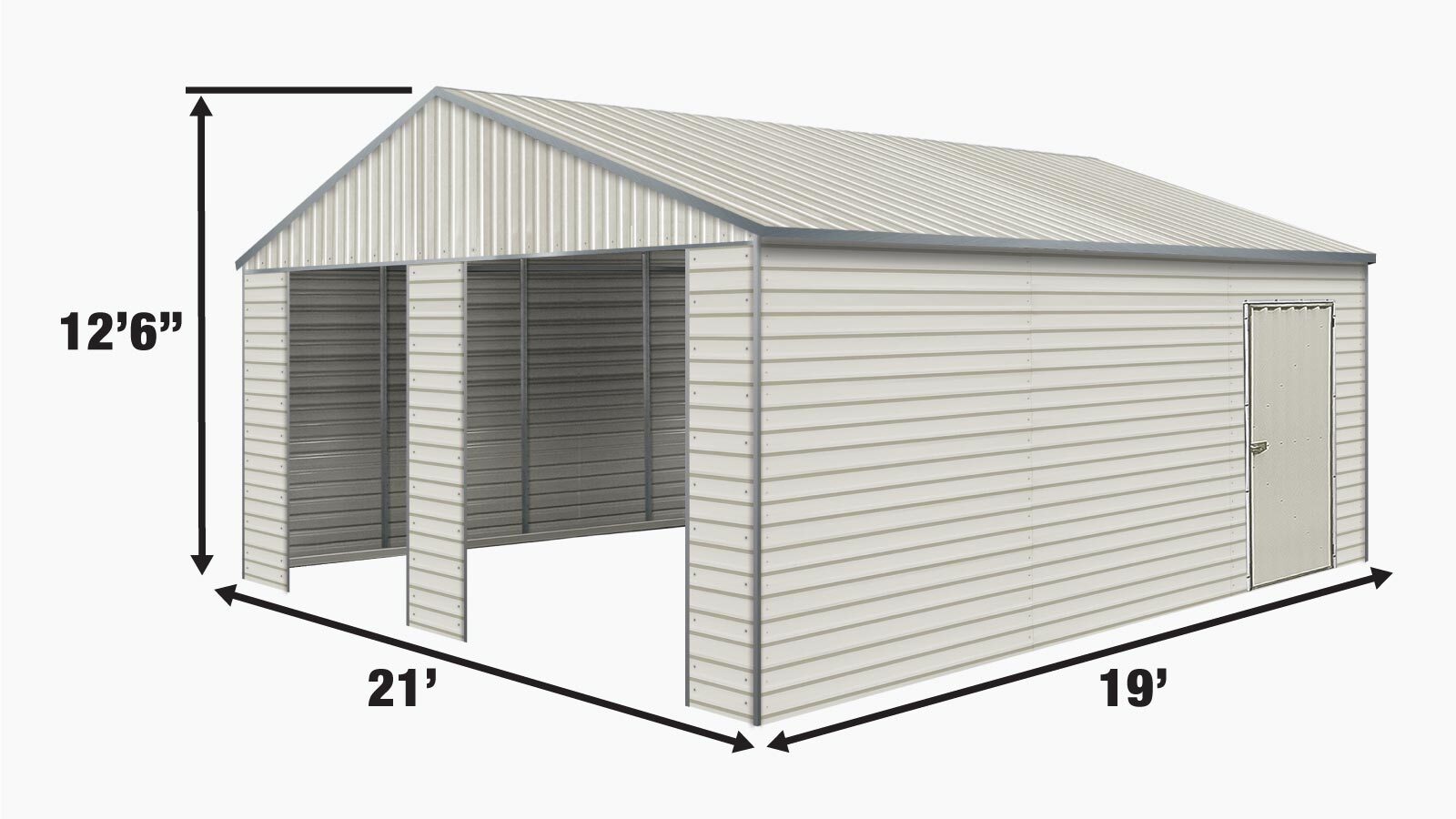 TMG Industrial 21' x 19' Double Garage Metal Shed with Side Entry
